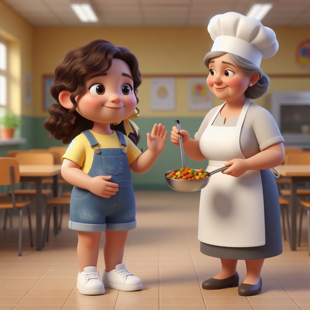 No, gracias. ¡Ya estoy llena! — Ні, дякую. Я вже наїлася!
