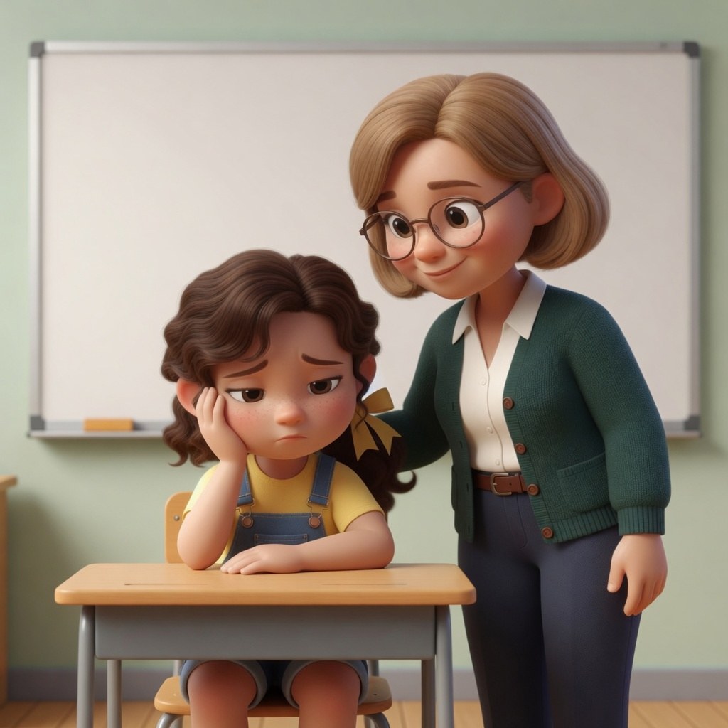 Profe… me duele la cabeza. — Учительница… у меня болит голова.