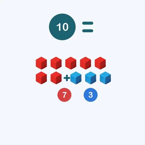 diez es siete más tres — 10 = 7 + 3